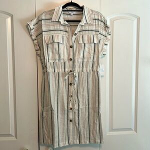 NWT Time and Tru Short Sleeve Utility Shirt Dress, Size Large (12-14)